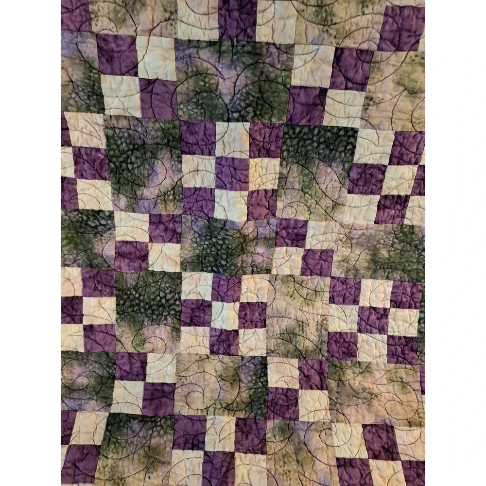 Shades Of Purple Checkerboard Pattern Quilt 44 X 50